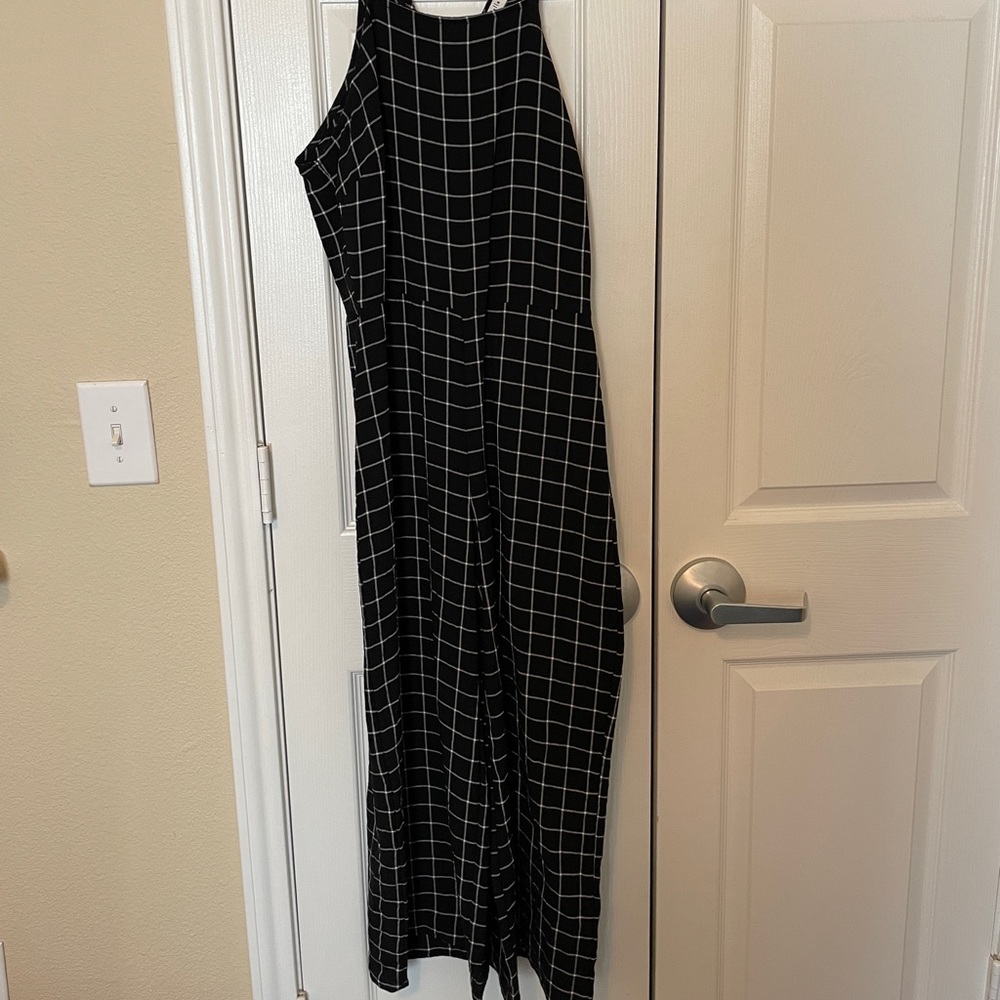 Lydelle Black Checkered Sleeveless Jumpsuit